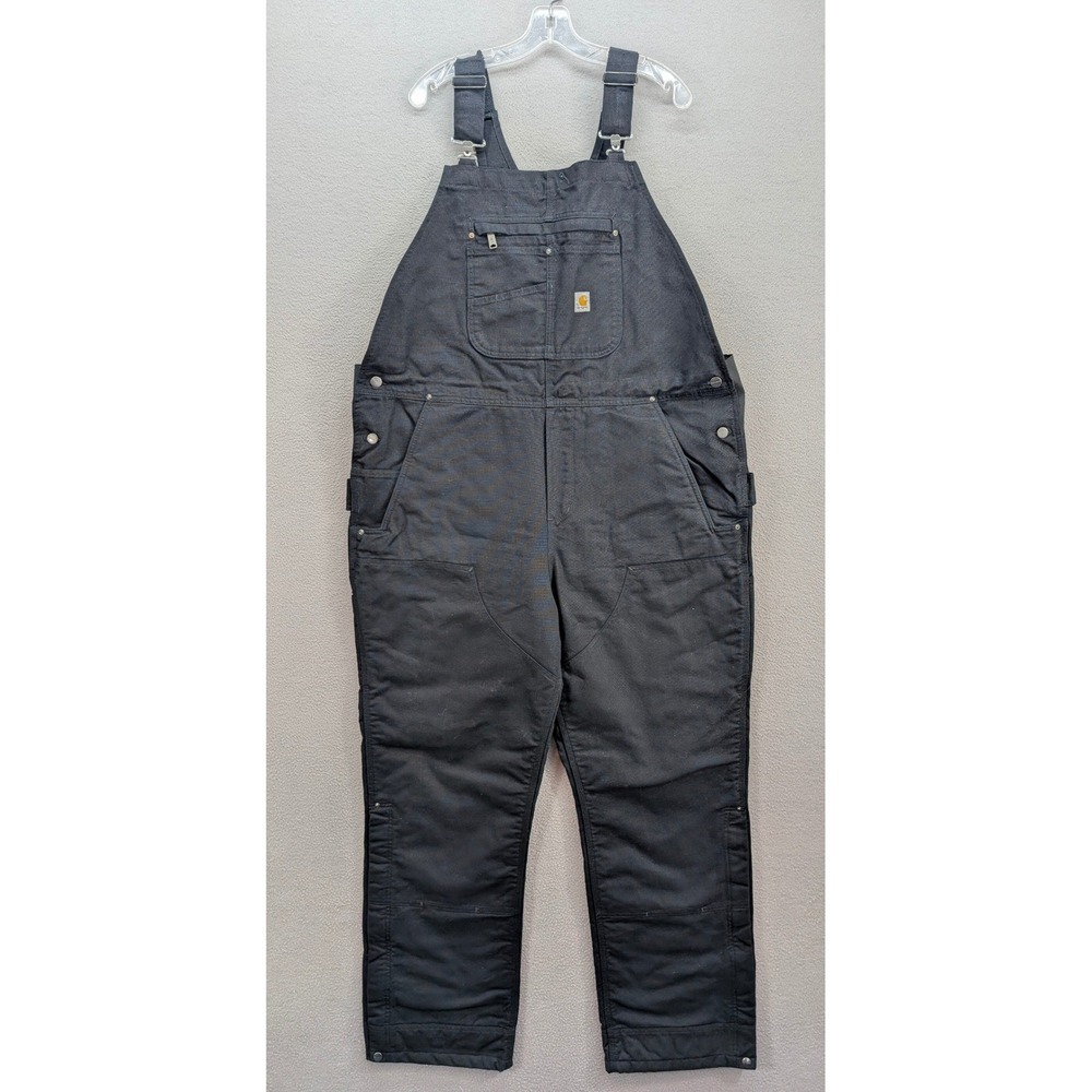 Carhartt Washed Duck Insulated Bib Overalls Women's XXL Tall Black OR4031-W NWT - Picture 6 of 16